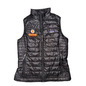 PATAGONIA Black Nano Puffer Vest Brand Logo Mock Neck Zip Women's Medium M NEW